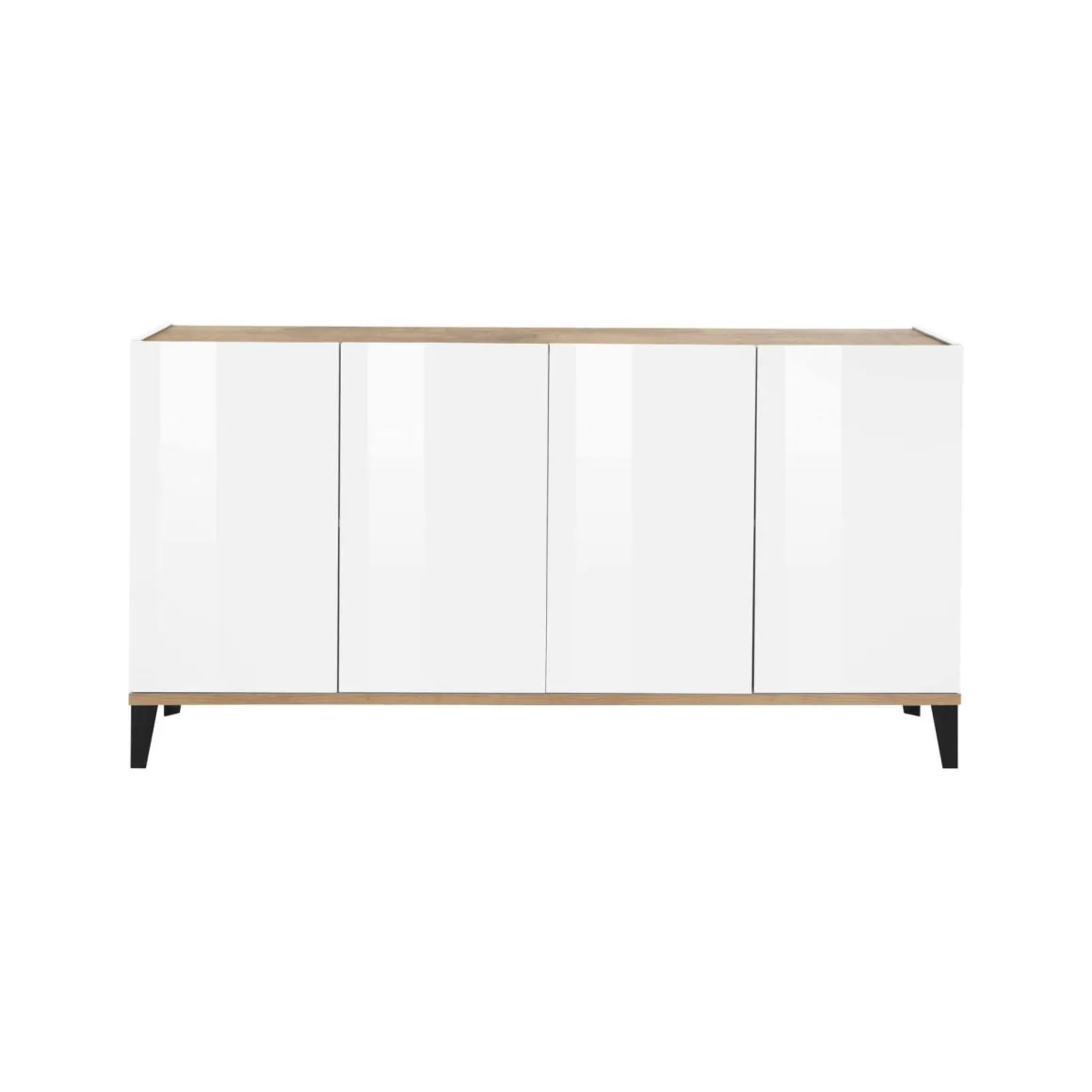 Credenza bianco lucida e acero 160x40x82h cm 4 ante - Ashley