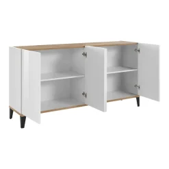 Credenza bianco lucida e acero 160x40x82h cm 4 ante - Ashley