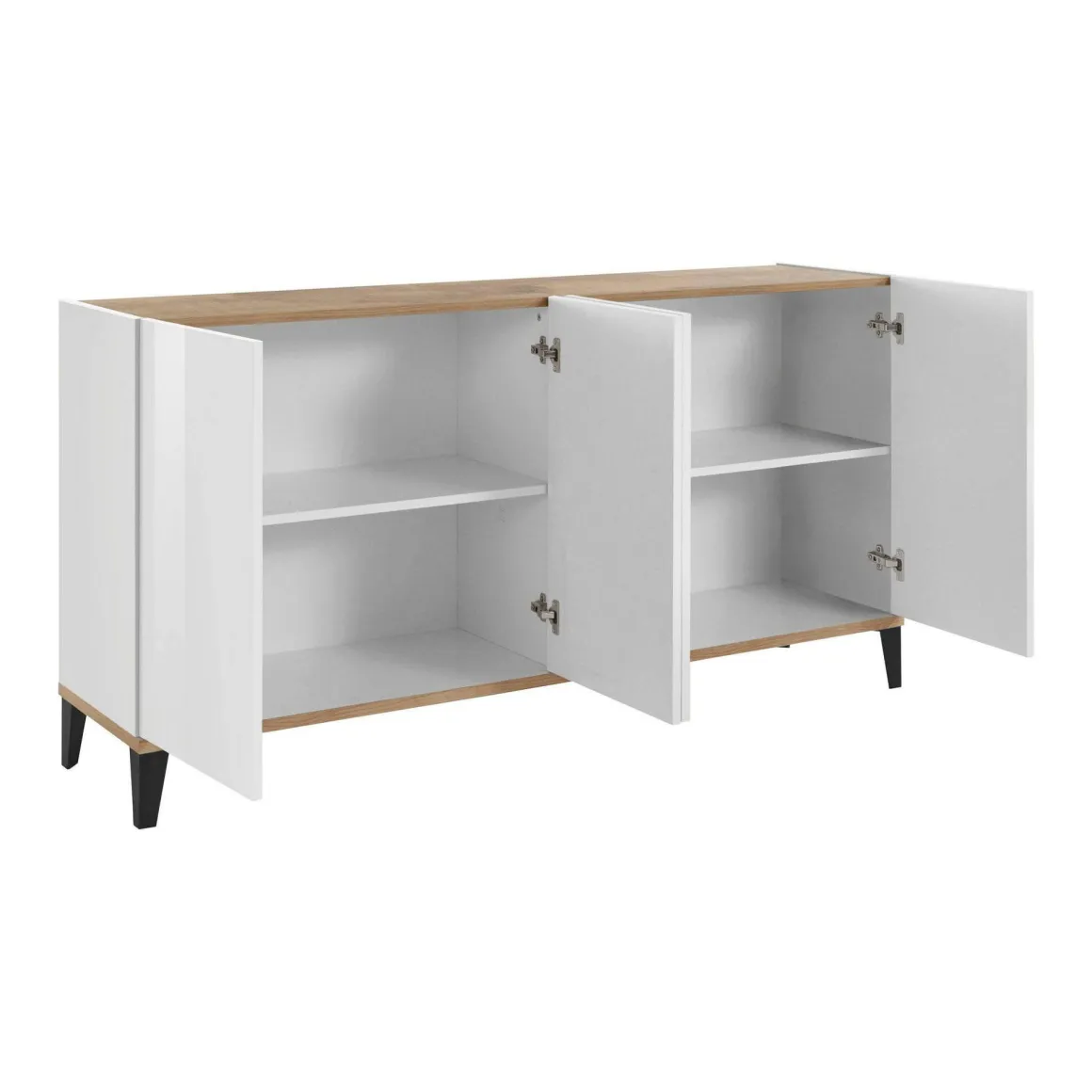 Credenza bianco lucida e acero 160x40x82h cm 4 ante - Ashley