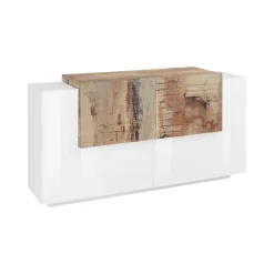 Credenza bianco lucida e acero 160x45x86h cm 4 ante - Muscari