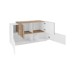 Credenza bianco lucida e acero 160x45x86h cm 4 ante - Muscari