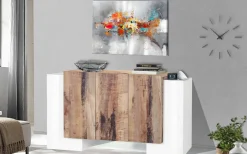 Credenza bianco lucida e acero 170x45x85h cm 5 ante - Arek