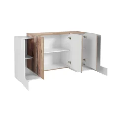 Credenza bianco lucida e acero 170x45x85h cm 5 ante - Arek