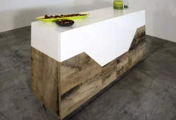 Credenza bianco lucida e acero 200x43x86h cm 4 ante - Ania