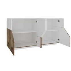 Credenza bianco lucida e acero 200x43x86h cm 4 ante - Ania