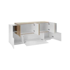 Credenza bianco lucida e acero 200x45x86h cm 7 ante - Astice