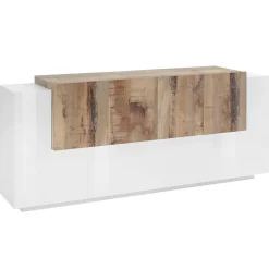 Credenza bianco lucida e acero 200x45x86h cm 7 ante - Astice
