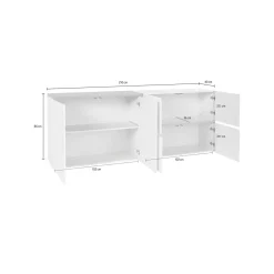 Credenza bianco lucida e acero 210x40x80h cm 4 ante - Asaba