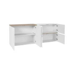 Credenza bianco lucida e acero 210x40x80h cm 4 ante - Asaba