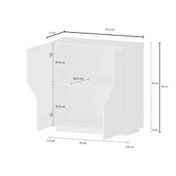 Credenza bianco lucida e acero 79x43x86h cm 2 ante - Amento