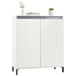 Credenza bianco lucida e antracite 100x40x110h cm 2 ante - Iwao
