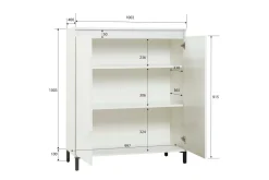 Madie|Credenze > Dmora Credenza bianco lucida e antracite 120x42x80h cm 3 ante e 1 cassetto - Bajardo Nero Antracite, Bianco Lucido