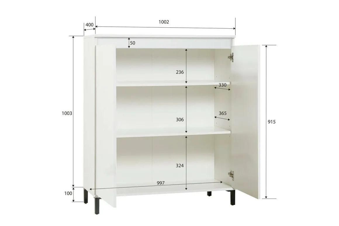 Madie|Credenze > Dmora Credenza bianco lucida e antracite 120x42x80h cm 3 ante e 1 cassetto - Bajardo Nero Antracite, Bianco Lucido