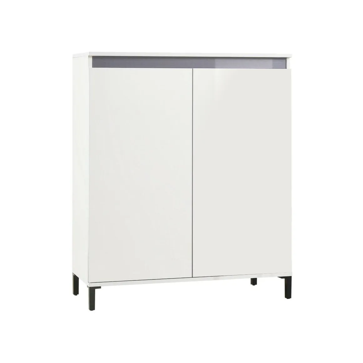 Madie|Credenze > Dmora Credenza bianco lucida e antracite 120x42x80h cm 3 ante e 1 cassetto - Bajardo Nero Antracite, Bianco Lucido