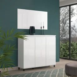 Credenza bianco lucida e antracite 138x40x110h cm 3 ante - Miriana