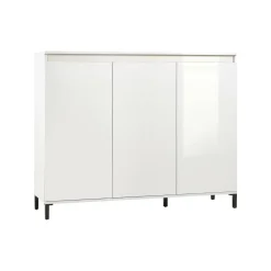 Madie|Credenze > Dmora Credenza bianco lucida e antracite 138x40x90h cm 3 ante - Assinello Nero Antracite, Bianco Lucido