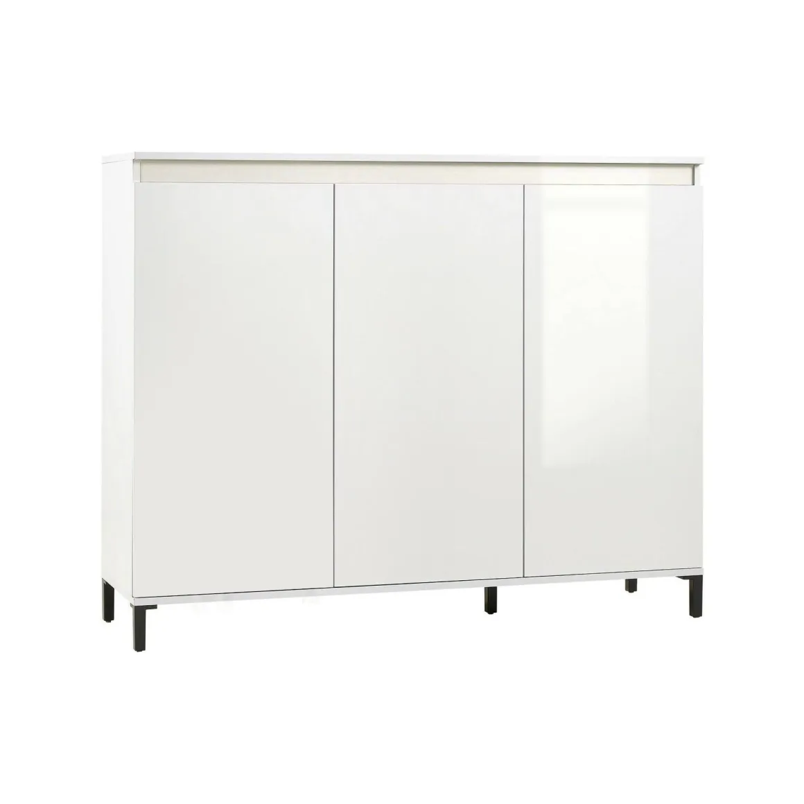 Madie|Credenze > Dmora Credenza bianco lucida e antracite 138x40x90h cm 3 ante - Assinello Nero Antracite, Bianco Lucido