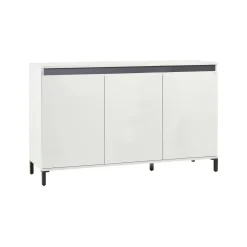Madie|Credenze > Dmora Credenza bianco lucida e antracite 138x40x90h cm 3 ante - Assinello Nero Antracite, Bianco Lucido