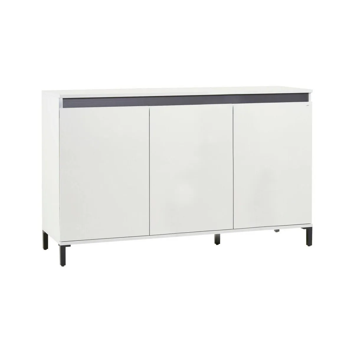 Madie|Credenze > Dmora Credenza bianco lucida e antracite 138x40x90h cm 3 ante - Assinello Nero Antracite, Bianco Lucido