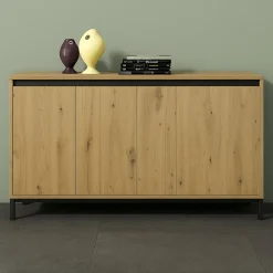 Credenza bianco lucida e antracite 138x40x90h cm 3 ante - Attilius