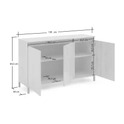 Credenza bianco lucida e antracite 138x40x90h cm 3 ante - Attilius