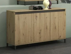Credenza bianco lucida e antracite 138x40x90h cm 3 ante - Attilius