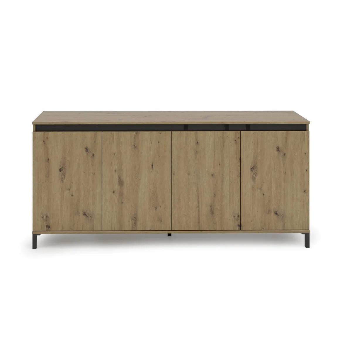 Credenza bianco lucida e antracite 184x40x84h cm 4 ante - Basiano