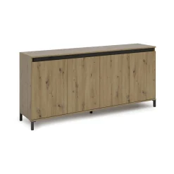 Credenza bianco lucida e antracite 184x40x84h cm 4 ante - Basiano