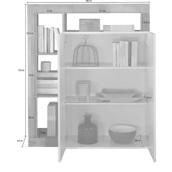 Madie|Credenze > Dmora Credenza bianco lucida e ardesia 108x42x93h cm 2 ante - Atlantica Grigio Ardesia, Bianco Lucido