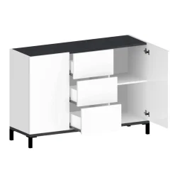 Credenza bianco lucida e ardesia 120x40x80h cm 2 ante e 3 cassetti - Jessie