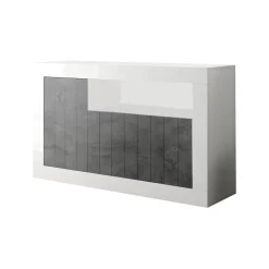 Credenza bianco lucida e ardesia 138x42x86h cm 3 ante - Dolphin