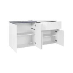 Credenza bianco lucida e ardesia 160x40x80h cm 4 ante e 1 cassetto - Ashy