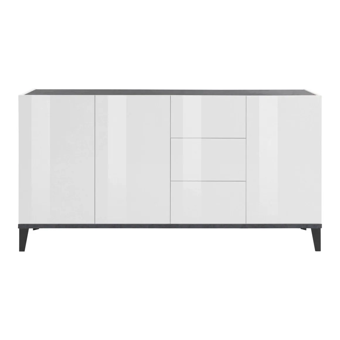 Credenza bianco lucida e ardesia 160x40x82h cm 3 ante e 3 cassetti - Abic