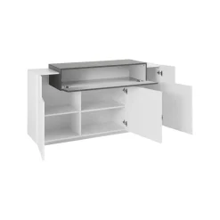 Credenza bianco lucida e ardesia 160x45x85h cm 4 ante - Aschly