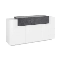 Credenza bianco lucida e ardesia 160x45x85h cm 4 ante - Aschly