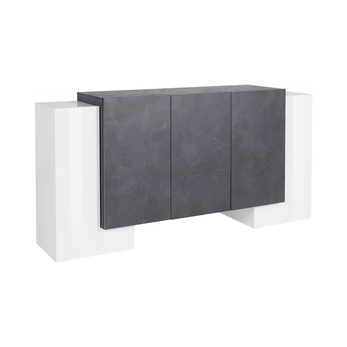 Credenza bianco lucida e ardesia 170x45x85h cm 5 ante - Arek