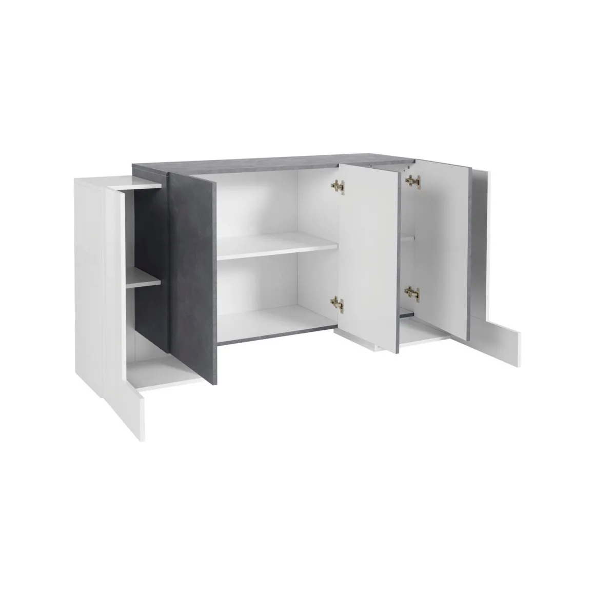 Credenza bianco lucida e ardesia 170x45x85h cm 5 ante - Arek