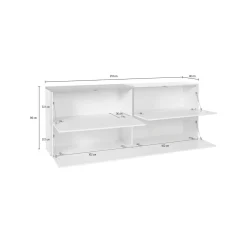 Cucina|Salotto > Dmora Credenza bianco lucida e ardesia 210x45x85h cm 4 ante e 3 cassetti - Alchemy Grigio Ardesia, Bianco Lucido
