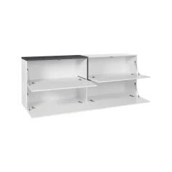 Cucina|Salotto > Dmora Credenza bianco lucida e ardesia 210x45x85h cm 4 ante e 3 cassetti - Alchemy Grigio Ardesia, Bianco Lucido