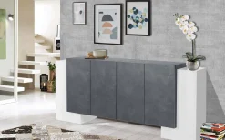 Credenza bianco lucida e ardesia 210x45x85h cm 6 ante - Hades