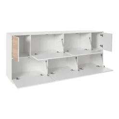 Credenza bianco lucida e noce 200x41x86h cm 7 ante - Clinoumite