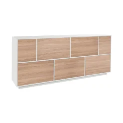 Credenza bianco lucida e noce 200x41x86h cm 7 ante - Clinoumite