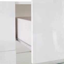 Madie|Credenze > Dmora Credenza bianco lucida 181x43x84h cm 2 ante e 2 cassetti - Zerba Bianco Lucido