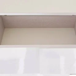 Madie|Credenze > Dmora Credenza bianco lucida 181x43x84h cm 2 ante e 2 cassetti - Zerba Bianco Lucido