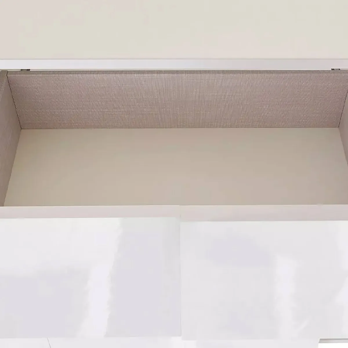 Madie|Credenze > Dmora Credenza bianco lucida 181x43x84h cm 2 ante e 2 cassetti - Zerba Bianco Lucido
