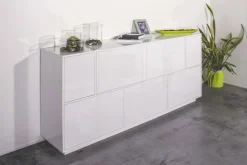 Credenza bianco lucida 200x41x86h cm 7 ante - Clinoumite