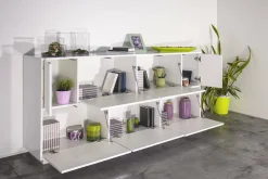 Credenza bianco lucida 200x41x86h cm 7 ante - Clinoumite