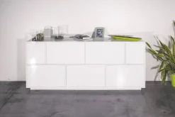 Credenza bianco lucida 200x41x86h cm 7 ante - Clinoumite