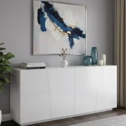 Credenza bianco lucida 200x43x86h cm 4 ante - Apollo