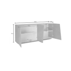 Credenza bianco lucida 200x43x86h cm 4 ante - Apollo